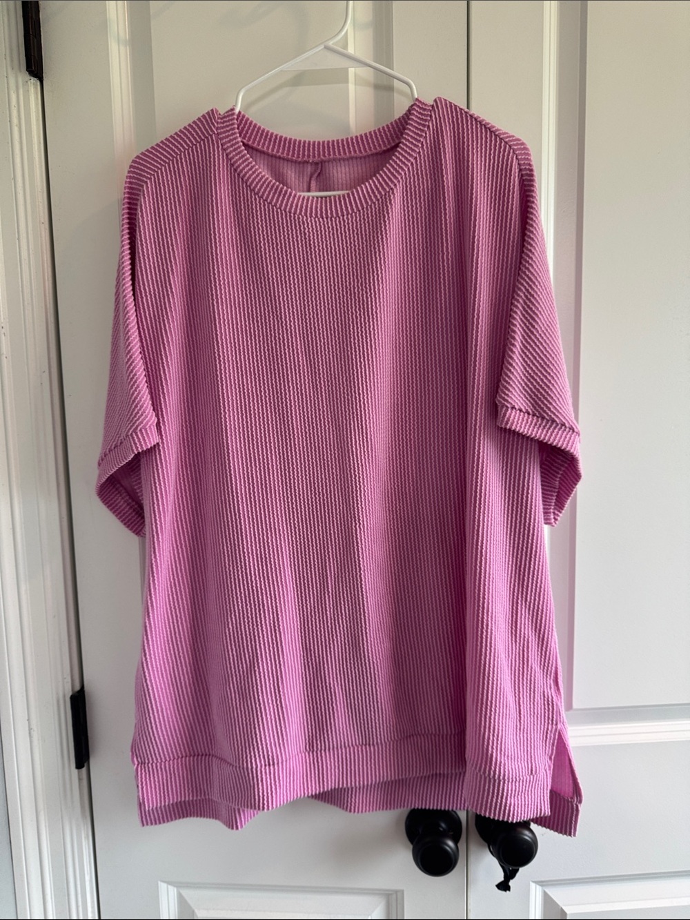Lilac Ribbed Short Sleeve Knit Top
